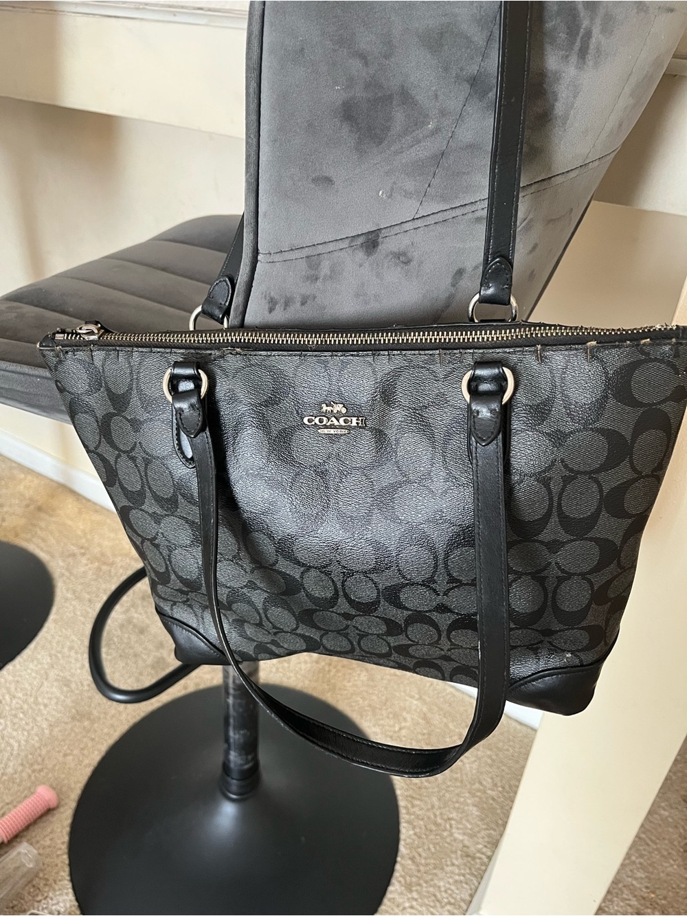 Coach Black & Gray Signature Tote - Picture 3 of 6